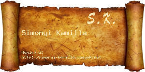 Simonyi Kamilla névjegykártya